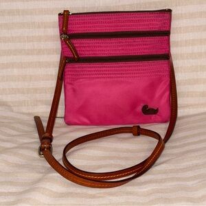 Dooney & Bourke Pink Nylon Triple Zip Crossbody Bag Dooney & Bourke Purse
